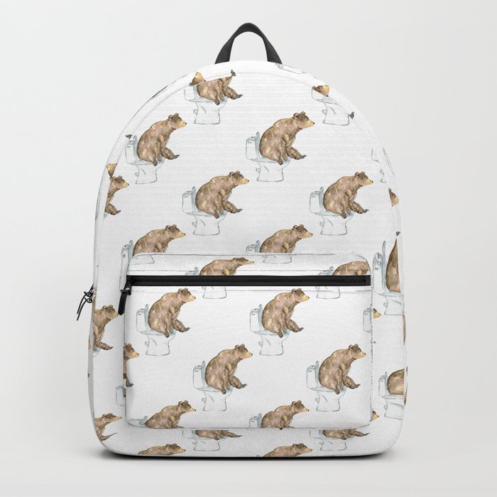  Bear toilet Painting Wall Poster Watercolor Backpack