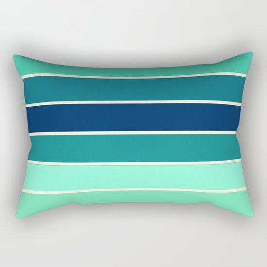 Stripes Aqua & Teal Rectangular Pillow