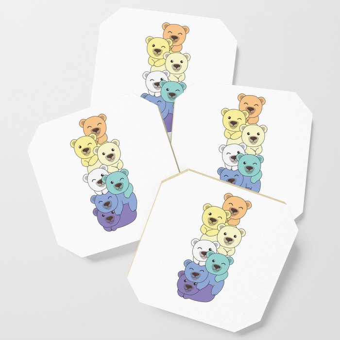 Genderfaun Flag Pride Lgbtq Cute Bear Pile Coaster