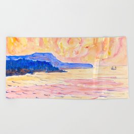 Watercolor No. 6, Blue Coast Beach Towel