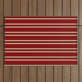 [ Thumbnail: Maroon, Light Grey & Dark Khaki Colored Lined/Striped Pattern Outdoor Rug ]