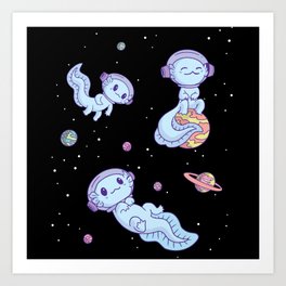 Axolotl Lovers Cute Animals Space Axolotl All Art Print