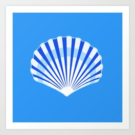 Blue Sea Scallop Shell Art Print