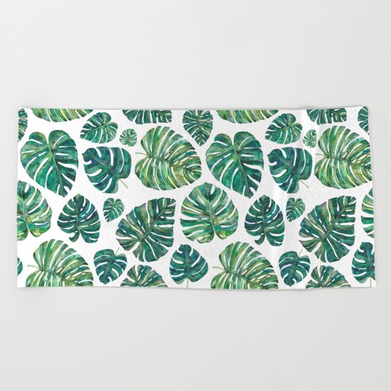 Tropical Leaves Beach Towel