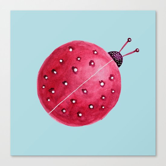 Spherical Abstract Watercolor Ladybug Canvas Print