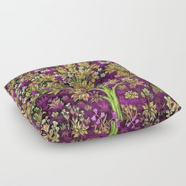 William Morris purple amethyst tree of life motif pattern print 19th century textile for duvet, drapes, pillows, rugs, and home and wall decor Floor Pillow