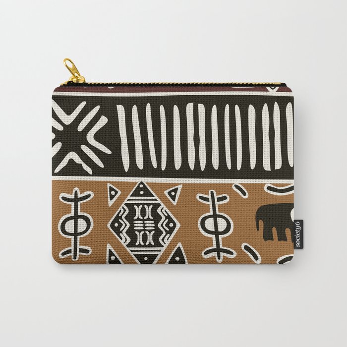 African mud cloth with elephants Carry-All Pouch