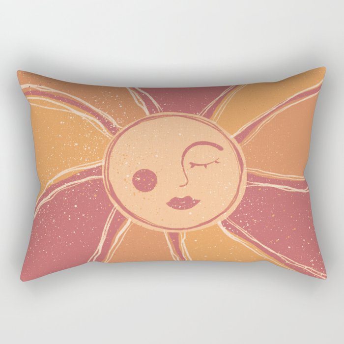 Retro Orange Mystic Sun Rectangular Pillow