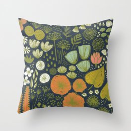 Botanical Sketchbook M+M Navy by Friztin Throw Pillow