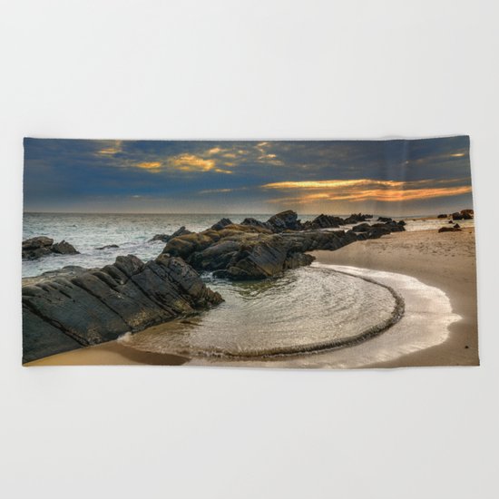 Windy Tarifa beach. Wild swiming pools. Beach Towel