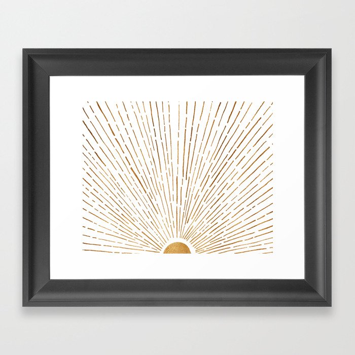 Let The Sunshine In Gerahmter Kunstdruck | Graphic-design, Sonne, Sunshine, Sunny, Sunrise, Sunset, Rays, Gold, Golden, Metallic