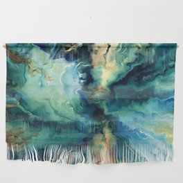 Marbled Ocean Abstract, Navy, Blue, Teal, Green Wall Hanging