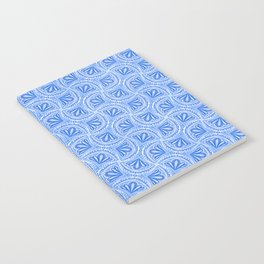 Textured Fan Tessellations in Periwinkle Blue and White Notebook