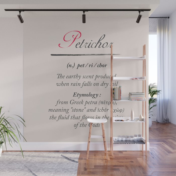 Petrichor, dictionary definition, word meaning illustration, etymology