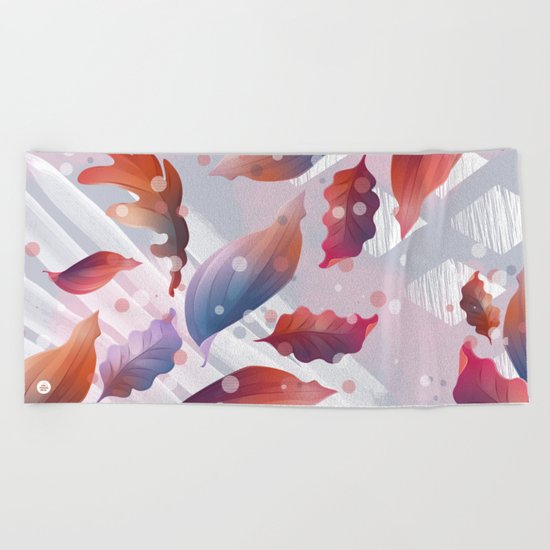 Leaves, lines and diamonds Beach Towel