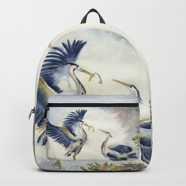 Great Blue Heron Couple Backpack | Art, Couple, Florida, Illustration, Homedecor, Painting, Birds, Animal, Watercolor, Heron 