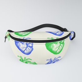Anatomic hearts print (green and blue) Fanny Pack