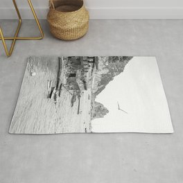 Capri Beach Day Photo | Black and White Travel Photography Art Print | Landscape Photography in Italy Area & Throw Rug