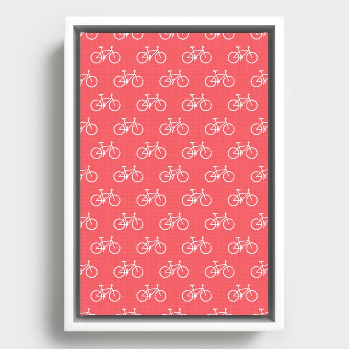 bicycles textured - summer red Framed Canvas