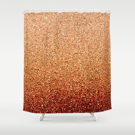 Burnt Orange Ombre Glitter Shower Curtain