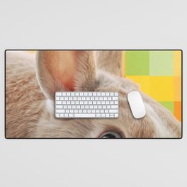 rabbit on geometric pattern Desk Mat