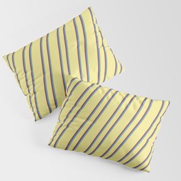 [ Thumbnail: Tan, Brown, and Cornflower Blue Colored Striped/Lined Pattern Pillow Sham ]