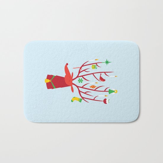 Reindeer (Blue version) Bath Mat