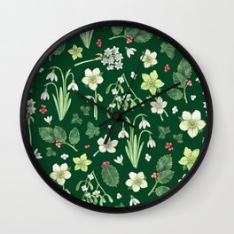 Winter Garden - dark green  Wall Clock