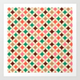 Bold and Cheerful Christmas Quilt: Starry Circles with Texture Art Print