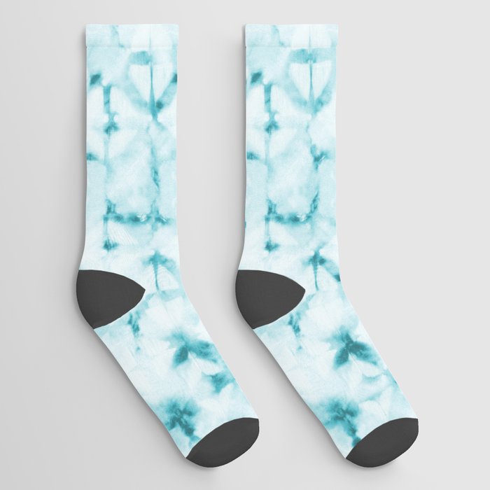 White and turquoise water spots Socks