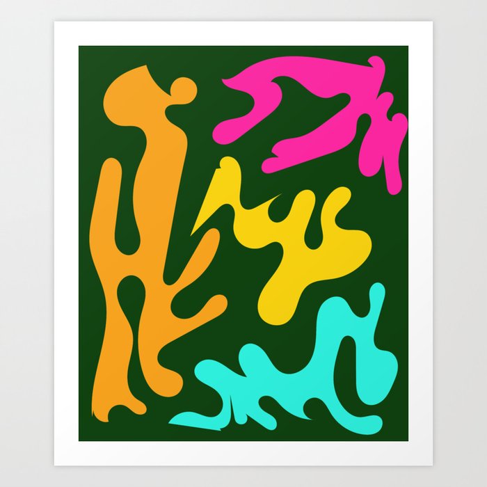 7 Matisse Cut Outs Inspired 220602 Abstract Shapes Organic Valourine Original Art Print