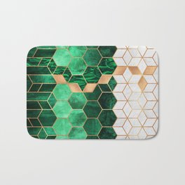 Emerald Cubes And Hexagons Bath Mat