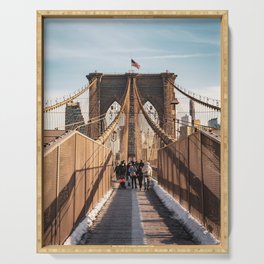 Brooklyn Bridge Golden Hour | Travel Photography in New York City Serving Tray