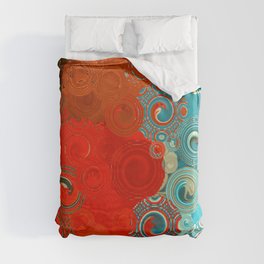 Turquoise and Red Swirls - cheerful, bright art and home decor Duvet Cover