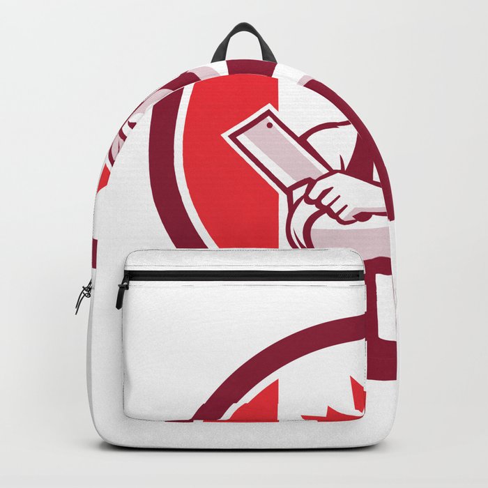 Canadian Butcher Front Canada Flag Icon Backpack