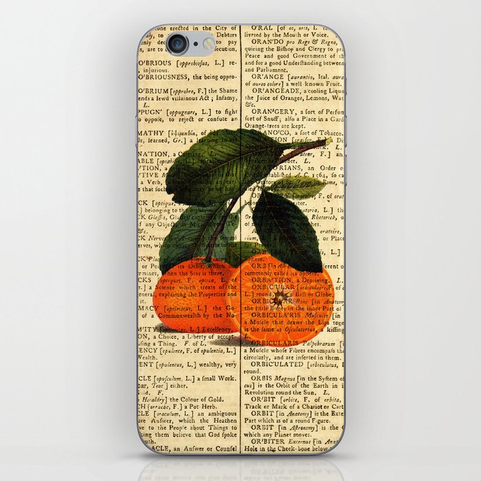 Vintage Oranges Dictionary Art iPhone Skin