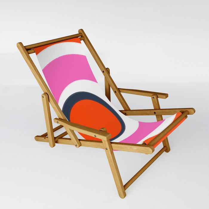 Modern Abstract Circles Pink Red and Navy Blue Sling Chair
