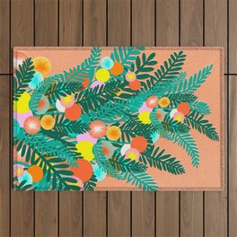 Berry Branches Green Orange Outdoor Rug
