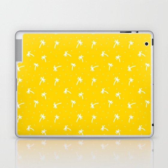 Yellow And White Doodle Palm Tree Pattern Laptop & iPad Skin