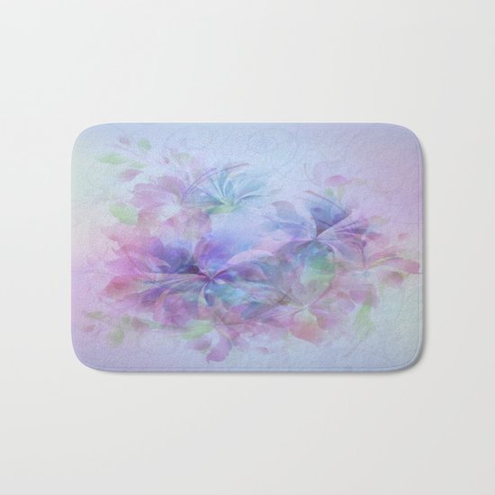 Soft Elegant Pastel Floral Abstract Bath Mat