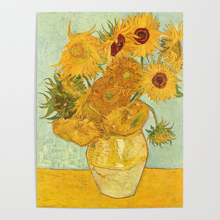 Vincent Van Gogh Sunflowers Vintage Painting Poster