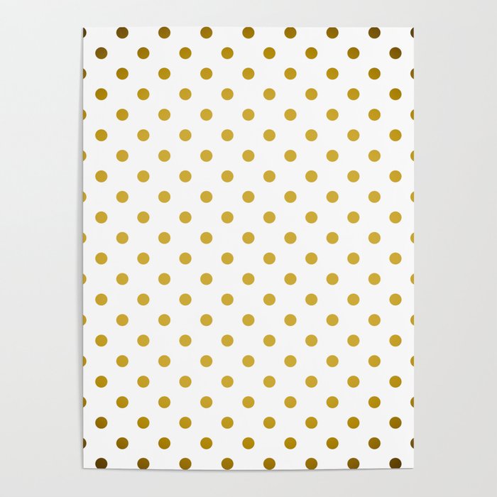 Gradient Gold Polka Dots Pattern on White Poster