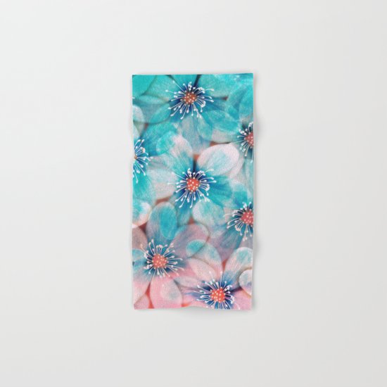 Flowers from Pink to Turquoise Hand & Bath Towel