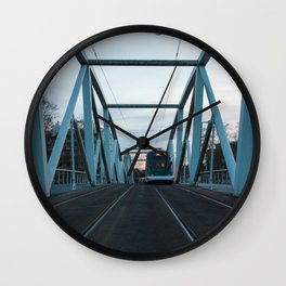 railroad bridge Wall Clock | Background, Iron, Bridge, Blue, Evening, Clouds, Alsace, Infrastructure, France, Beautiful 
