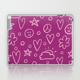Girly Whiteboard Doodles - Plum Purple, Light Pink Laptop Skin