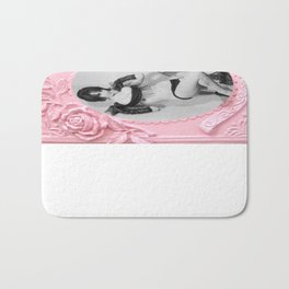 Femme Fatale - Pin Up - Pastel Pink Frame - Roses  Bath Mat | Graphic Design, Vintage, Pop Art, Collage 