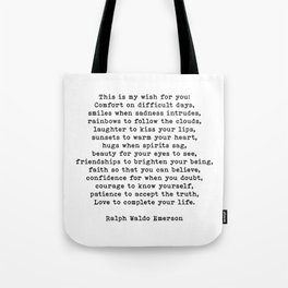 Ralph Waldo Emerson Quote, This Is My Wish For You, Motivational Quote, Tote Bag | This Is My Wish, Positive, Ralph Waldo Emerson, Digital, Black And White, Motivational, Quotes, Quote, Inspiration, Motivation 