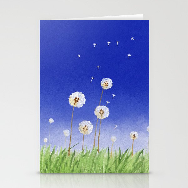 Up, Up and Away 2 - Dandelion Watercolor  Stationery Cards