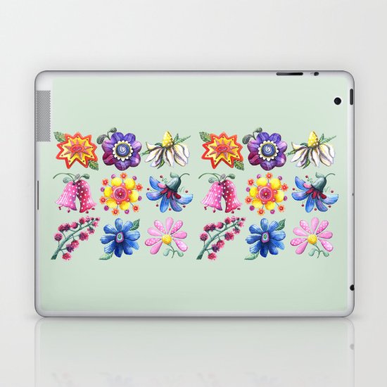 Pretty Flowers All in a Row Green Laptop & iPad Skin