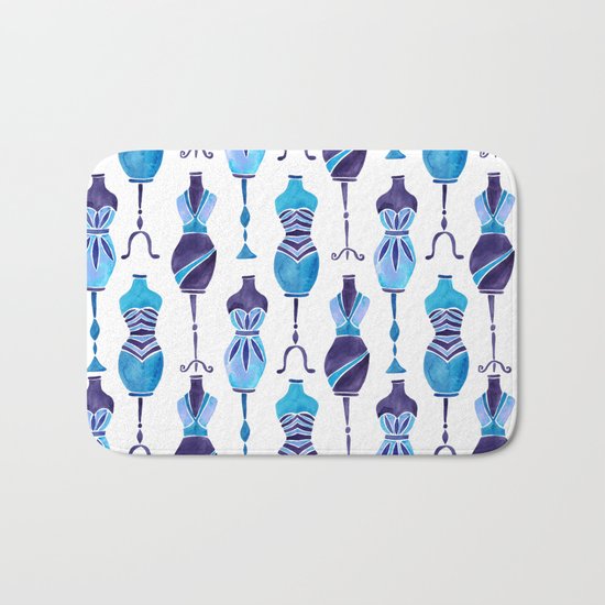 Vintage Dress Forms – Navy Palette Bath Mat